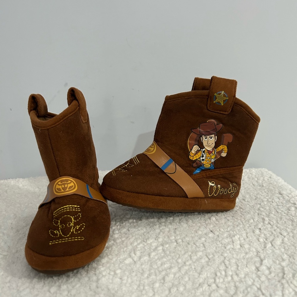 Disney Toy Story Woody Boot Toddler Sz 7-8 Pull On Slippers Cowboy